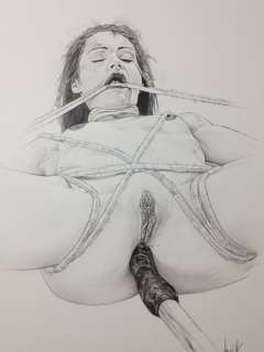 18+ Bondage Dildo - Hot Girls Original Erotic Art - Signed - Loose page - (2020) | Catawiki