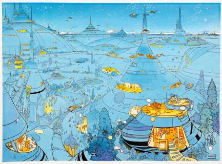 Moebius | Noël sur Pharagonescia, illustration Ã  l’enc… | Banque Dessinée
