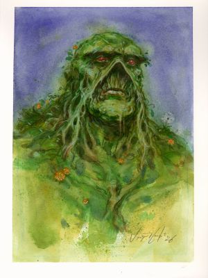 Vince Locke - Swamp Thing watercolor by Vince Locke