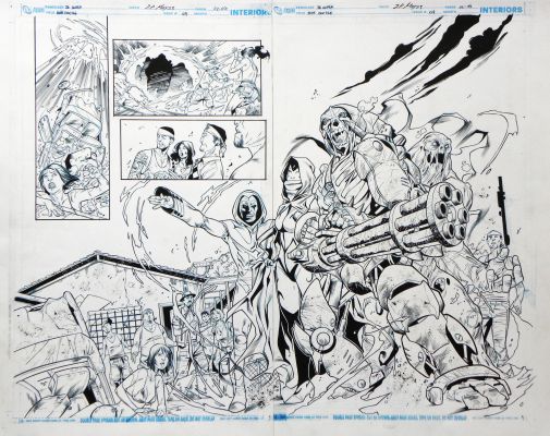 Penciller Ig Guara |  » Blue battel  » – issue 4 – Planche Originale n° 2 et 3 – INKER JP Mayer | Zic et Bul
