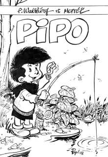 Walthéry | Pipo, illustration Ã  l’encre de Chine pour la cou… | Banque Dessinée
