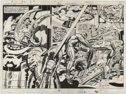 222: Kirby Black Panther #1 splash original comic art | Russ Cochran