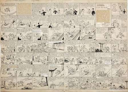 BENEJAM. ESPECTACULAR DOBLE PÁGINA. PACO ZAPALLO. EXCURSIONISMO. 50 X 32,5 CM. TBO. C.1950