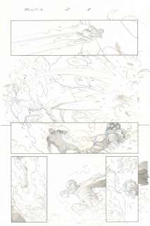 Esad Ribic - X-Men: Battle of the Atom #2 P.8 - Quentin Quire with the Power of the Phoenix Battles Future Jean Grey (Xorn) - S.H.E.I.L.D. Sentinel Gets Destroyed - 2013