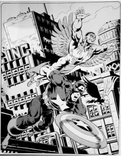 Mike Zeck John Beatty - captain america & falcon portfolio plate(very large) 1983
