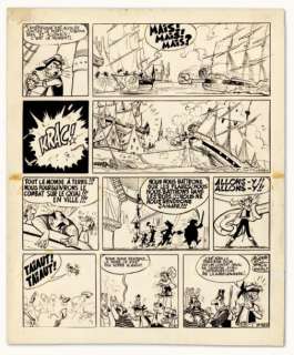 Albert Uderzo | JEHAN PISTOLET Encre de Chine pour la planche 198 de Jehan | Millon