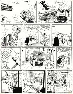 Tillieux | Gil Jourdan, Le gant à trois doigts, planche originale à l’encre de chine pour cet album paru en 1966 chez Dupuis. | Septimus