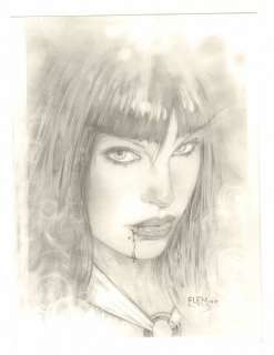 Tom Fleming - vampirella pencil portrait - 2013 signed