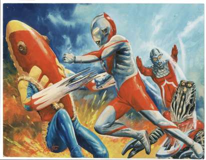 Kajita Tatsuji Hand drawing color illustrations Ultraman, Ultra Seven, Alien Metron, Alien Godola