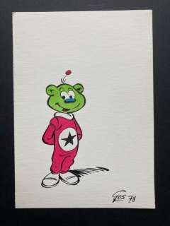 Gos | Gos - Dessin original - Carte de voeux - Scremeustache - Galaxien - (1978) | Catawiki