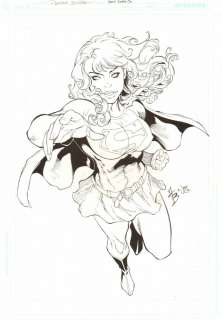 Adriano Batista - Supergirl Flying At You! Finished Ink Splash/Pin-Up