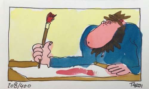 Tardi, Jacques | Tardi, Jacques - Dessin original couleur - Autoportrait - (1985) | Catawiki