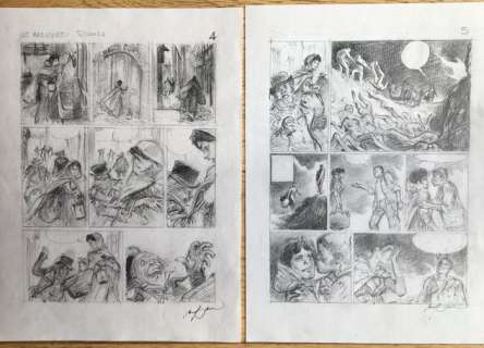 Follet, René | Follet, René - 2x Planche originale crayonnée - Terreur - (2002) | Catawiki