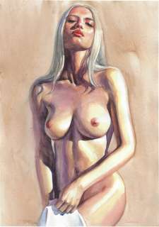 Andriy Shostak | Pin Up - A. Shostak - original watercolor "Oxana" A3 - Page volante - (2021) | Catawiki