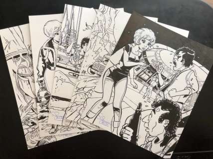 Schokaert, Pascal | Schokaert, Pascal - 5x Originele tekening - Natasja - Hommage aan Walthéry | Catawiki