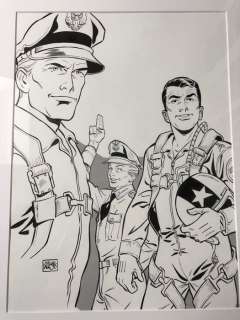 Arroyo, Jean-Michel | Arroyo, Jean-Michel - Dessin original grand format Buck Danny "Classic" - Buck Danny, Sonny Tucson et Tumbler - Page volante - (2020) | Catawiki