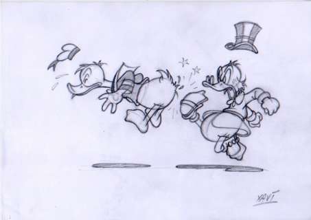 Xavi (Xavier Vives Mateu) | DONALD - Dibujo original - SCROOGE kicks DONALD - EO (2019) | Catawiki