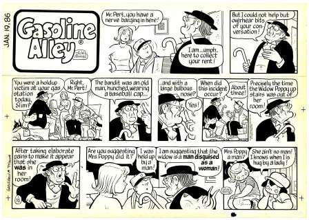 Dick Moores | Moores - Gasoline Alley Sunday Page 1/19/1986 NO RESERVE! | Russ Cochran
