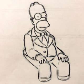 20Th Century Fox Television | THE SIMPSONS - Group of 2 (Homer at Church + draft background) EP09/SEASON17 - Exemplaire unique - (2005) | Catawiki