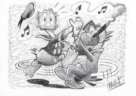 Millet | Donald Duck & José Carioca - Millet - Original Drawing - EO | Catawiki