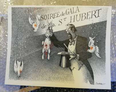 Serre, Claude | Serre, Claude - Dessin original - Chasse et Pêche - Gala de la Saint Hubert - (1998) | Catawiki