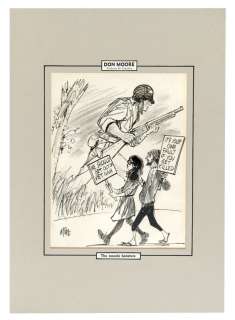 VIETNAM-RELATED POLITICAL CARTOON ORIGINAL ART TRIO. | Hake’s