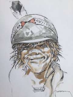 Hermann | Hermann - Dessin original couleur - Kurdy Malloy | Catawiki