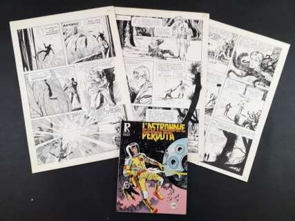 Luigi Corteggi, Pezzin | Collana Rodeo n. 159 - Luigi Corteggi, Pezzin - 3x Tavole Originali "L’’Astronave Perduta" + Albo - Page volante - Exemplaire unique - (1980) | Catawiki