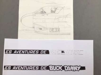 Hubinon | Hubinon, Victor - Crayonné original + bandeau original - Buck Danny T39Â - Requins en mer de Chine - (1977) | Catawiki