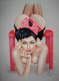 Sly | Sly - Dessin original - Rockabilly Girl - Format: 31 x 42 cm. | Catawiki