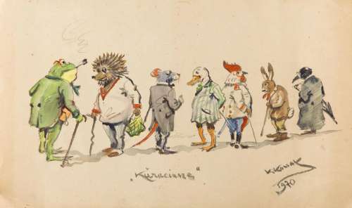 Karol Kossak (1895 - 1975) "Kuraciusze" , 1970; crayon, | Desa Unicum