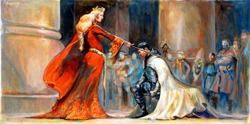 L‘adoubement - Illustration originale acylique par Régis MOULUN