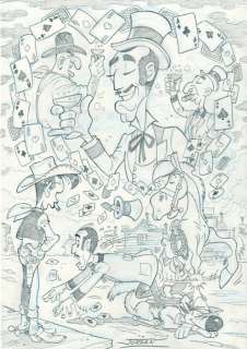 Jordan, Julian | Jordan, Julian - Original drawing - Lucky Luke and Pat Poker | Catawiki