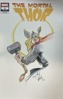 THE MORTAL THOR BLANK COVER WITH ORIGINAL DRAWING BY OLIVIER VATINE - THOR | Pulp’s