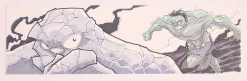 Hulk vs. Thing Sketch by Tom Hodges