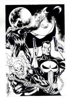 Punisher, Ghost Rider, and Moon Knight Sketch by Ron Williams | mycomicshop.com