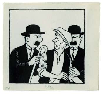 Hergé | Dessin original Dupond & Dupont détectives: Encre de Chine pour | Millon