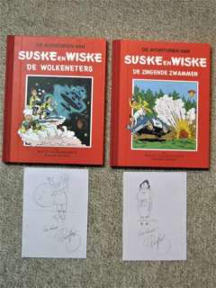 Willy Vandersteen | Suske en Wiske 43 + 44 - De Zingende Zwammen + De Wolkeneters - Rode Klassiek Reeks - 2x fraaie pentekening Paul Geerts - Cartonné - Réédition - (1998) | Catawiki