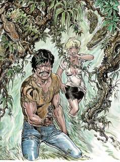 Malik - Lot 370 - Archie Cash, dessin original à l’encre de chine et à l’aquarelle en hommage à Hubinon réinterprétant la couverture de Buck Danny “Tigres Volants”.