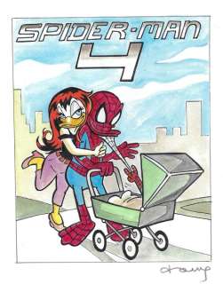 Tony Fernandez, Disney Artist | Donald & Daisy inspired by Spiderman 4 - Original Painting - Signed by Tony Fernandez - Acrylic Art | Catawiki