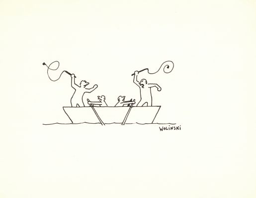 Wolinski | Les fouets - Encre de Chine sur papier | Huberty Breyne Gallery