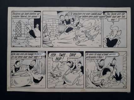 Willy Vandersteen | Vandersteen, Willy - Originele halve pagina Suske en Wiske - Het Vliegende Hart (strook 73 & 74) - (1952) | Catawiki