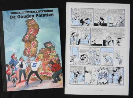 Sleen, Marc - 1 Originele Pagina | Sleen, Marc - Luxe groot formaat hardcover met originele pagina (p.5) - Nero - De Gouden Patatten - (1984/2001) | Catawiki