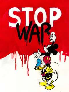 Tony Fernandez, Disney Artist | Mickey & Donald "STOP WAR" - Original Painting - Tony Fernandez Signed - Original Art | Catawiki