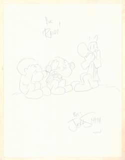 Jeff Smith - fone, phoney, and smiley bone commission - signed art by bone creator