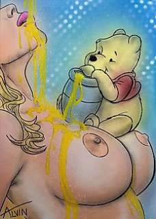 Alvin Silvrants - Winnie the Pooh - Honey Boobs - Original drawing in colour by Alvin Silvrants