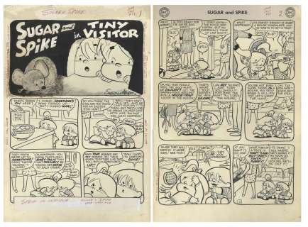 Sheldon Mayer Original Hand-Drawn ‘‘Sugar and Spike‘‘ Comic Book -- Complete Issue With 27 Pages From the June-July 1959 Issue #23 -- Sugar and Spike Discover Movies & Talk to a Mouse