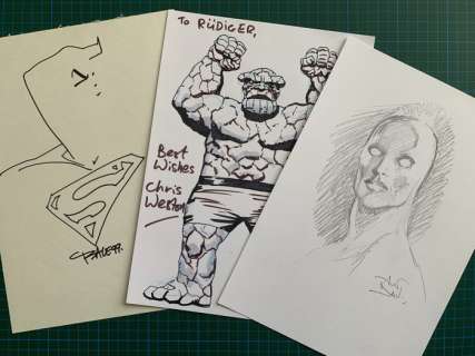 Alan Davis, Tim Sale, Chris Weston - Fantastic Four, Silver Surfer, Superman - Three illustrations of American Super Heroes