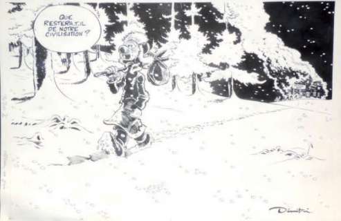 Dimitri | Â«Que restera-t-il de notre civilisation?Â». Encre de Chine sur carton | Tessier Sarrou