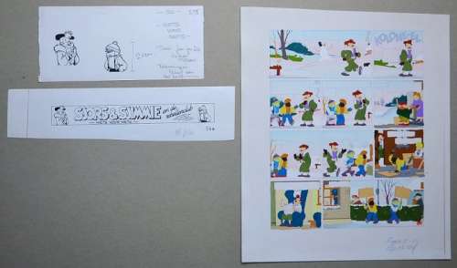 Robert Van Der Kroft | Sjors en Sjimmie - - Originele tekening + Koptekst + Inkleuring - Sjors & Sjimmie: Niets voor niets - (1982) | Catawiki